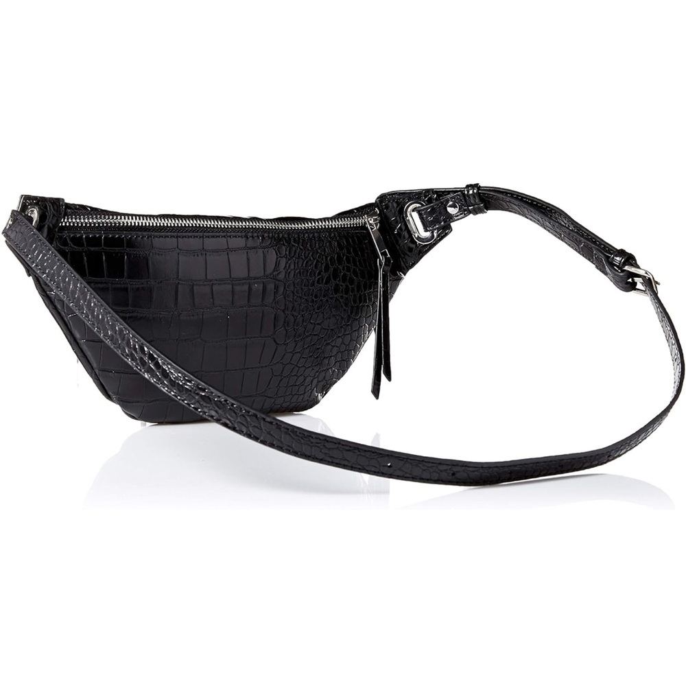 Black Croc Embossed Belt Bag